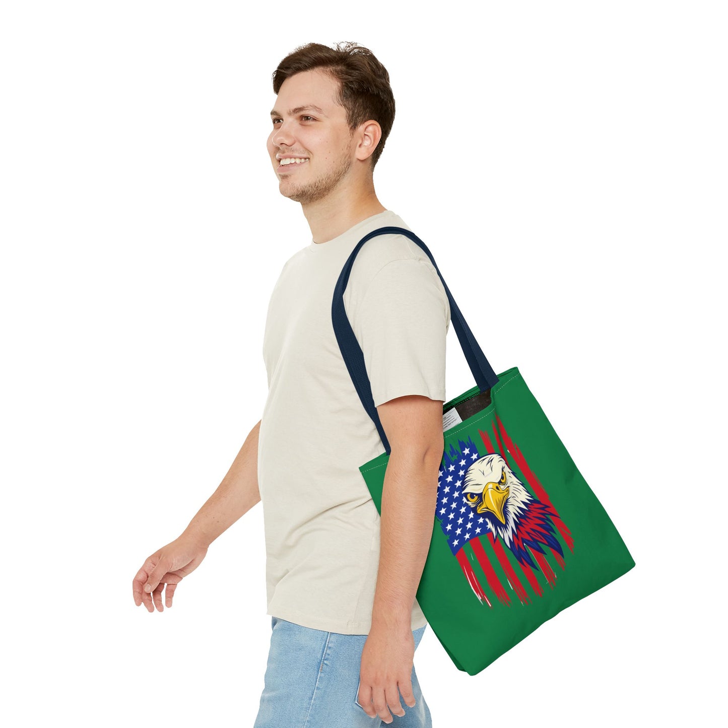 Princess Grace Eagle American Flag Tote Bag Patriotic Green Carryall for Celebrations