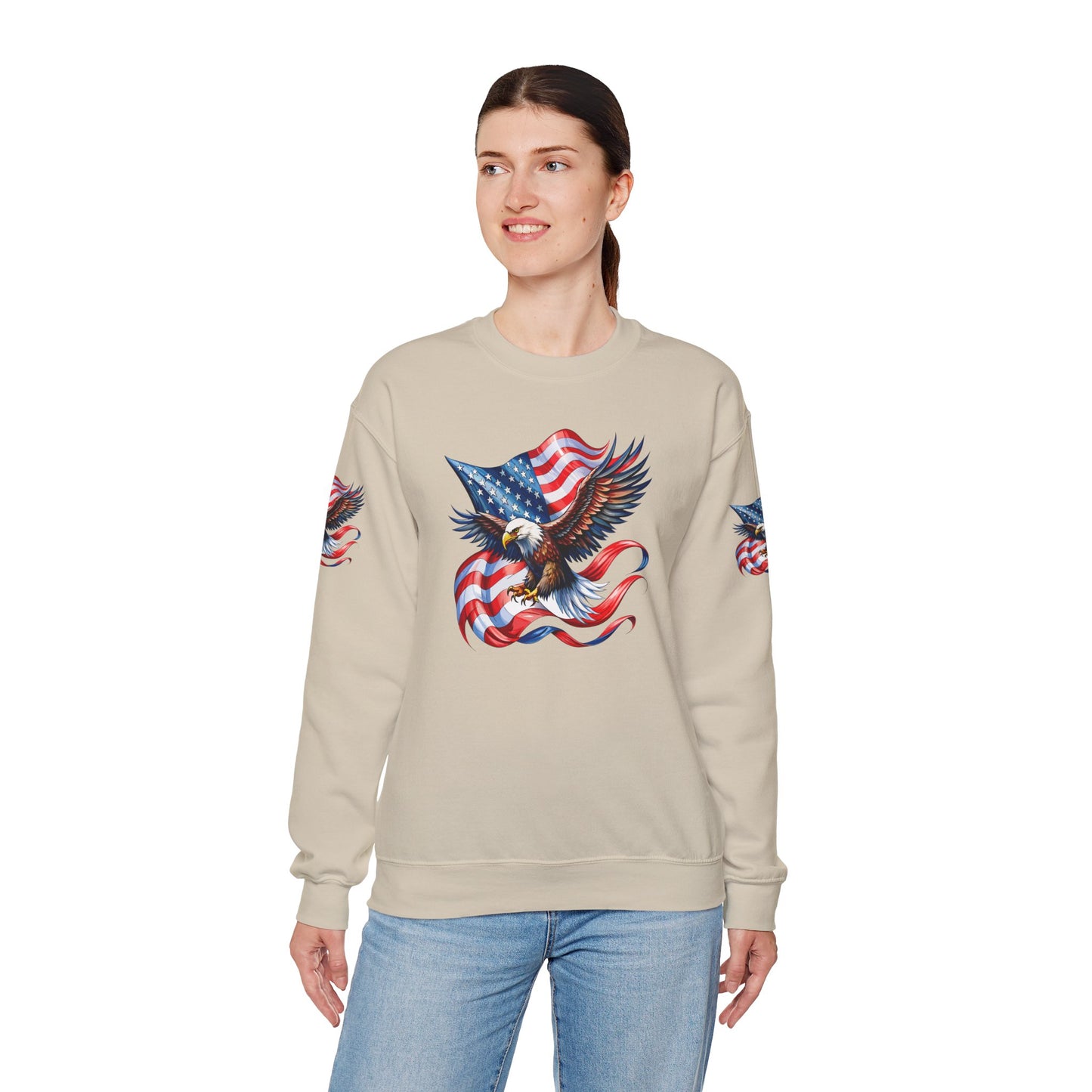 Princess Grace Patriotic Eagle Crewneck Sweatshirt Unisex Heavy Blend Perfect for Independence Day and Memorial Day