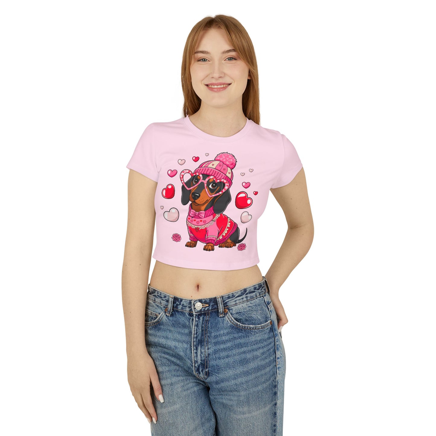 Princess Grace Cute Dachshund Love Graphic Baby Tee for Women