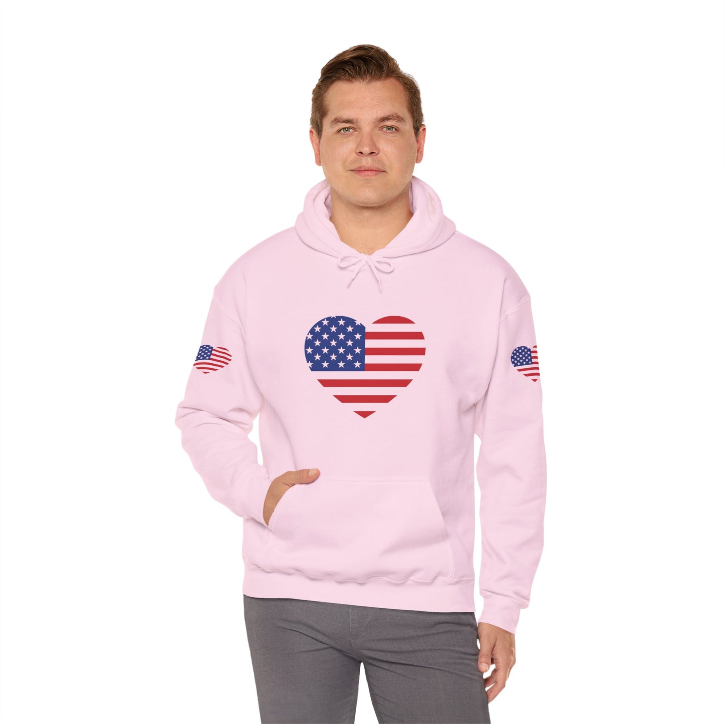Princess Grace Patriotic Heart Design Unisex Hoodie Perfect for Holidays and Celebrations