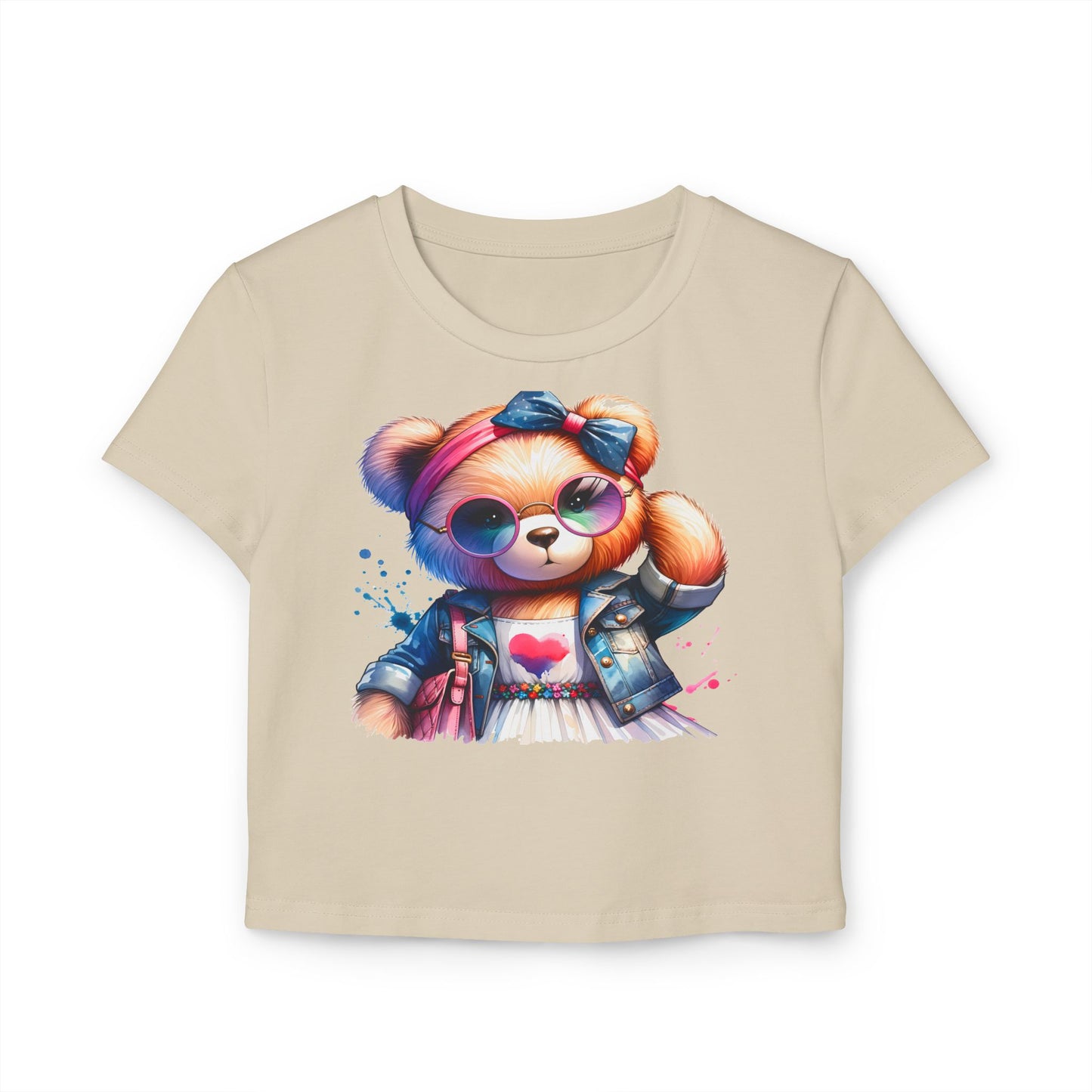 Princess Grace Cute Bear Graphic Baby Tee for Women Fun & Trendy