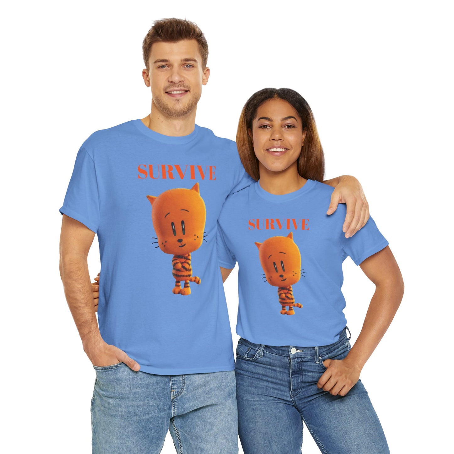 Princess Grace Survive Themed Unisex Heavy Cotton Tee Cute Cartoon Cat Design