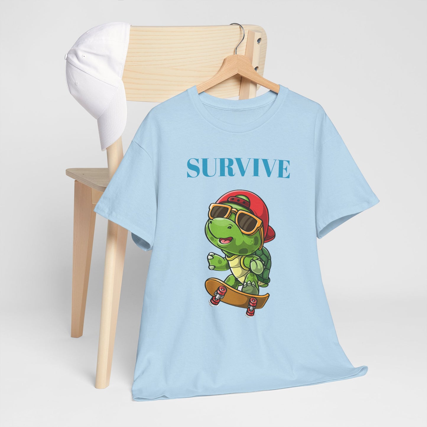Princess Grace Cool Skateboarding Turtle Tee "Survive" Unisex Cotton T-Shirt for Fun Lovers
