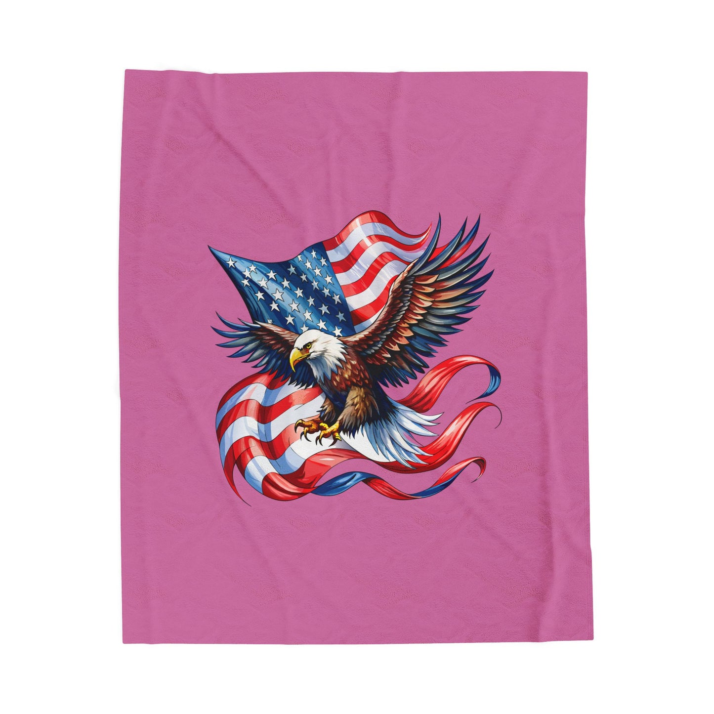 Princess Grace Patriotic Eagle Velveteen Plush Blanket Cozy Americana Decor