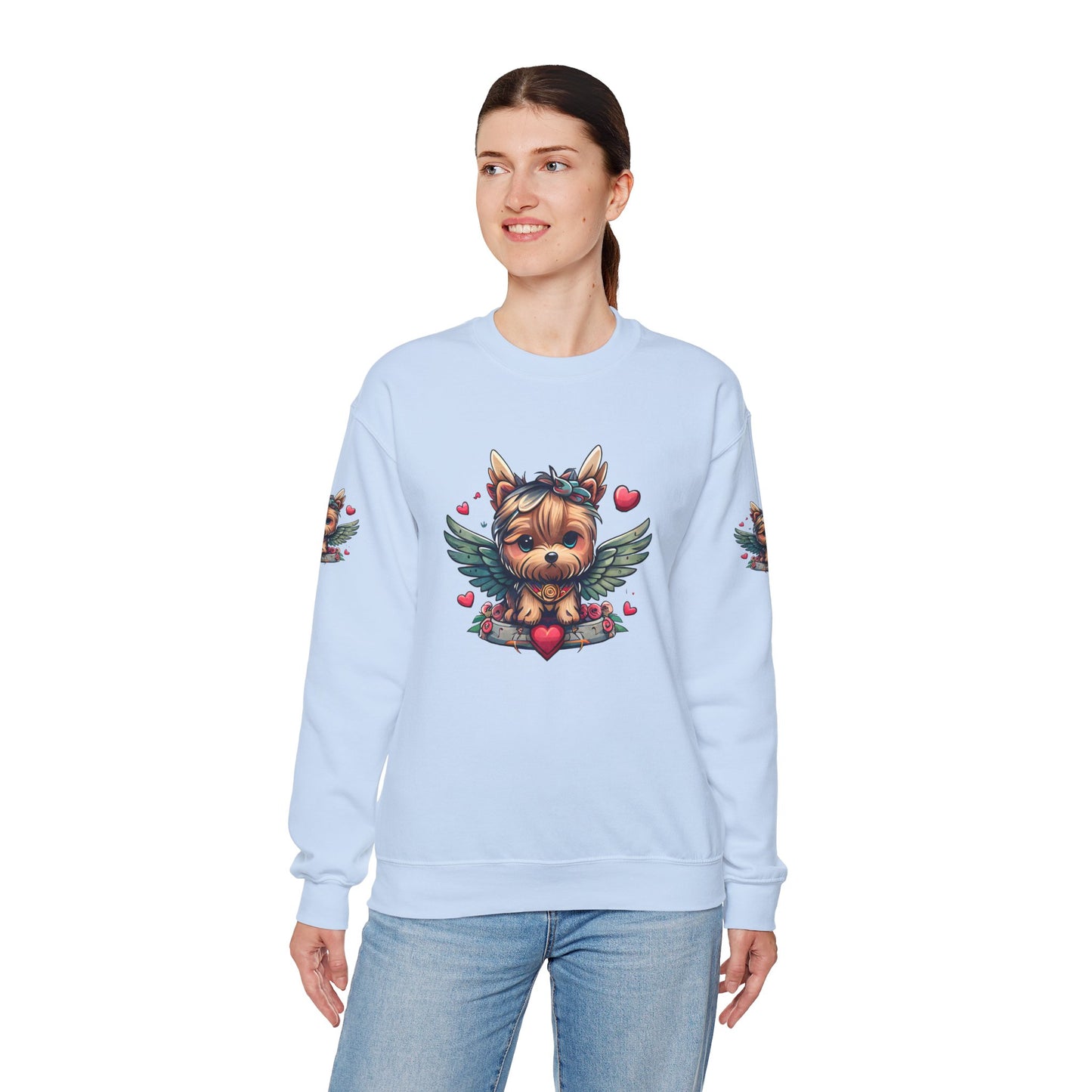 Princess Grace Cute Yorkie Wings Crewneck Sweatshirt Perfect Gift for Dog Lovers