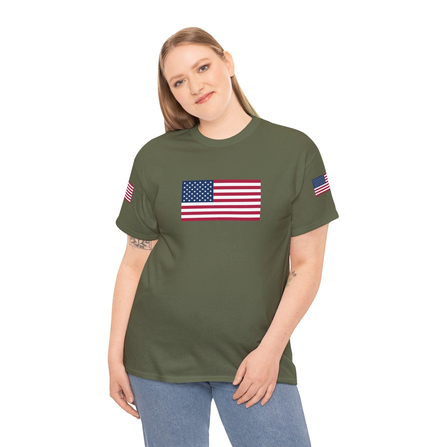 Princess Grace Patriotic Unisex Heavy Cotton Tee with USA Flag Design