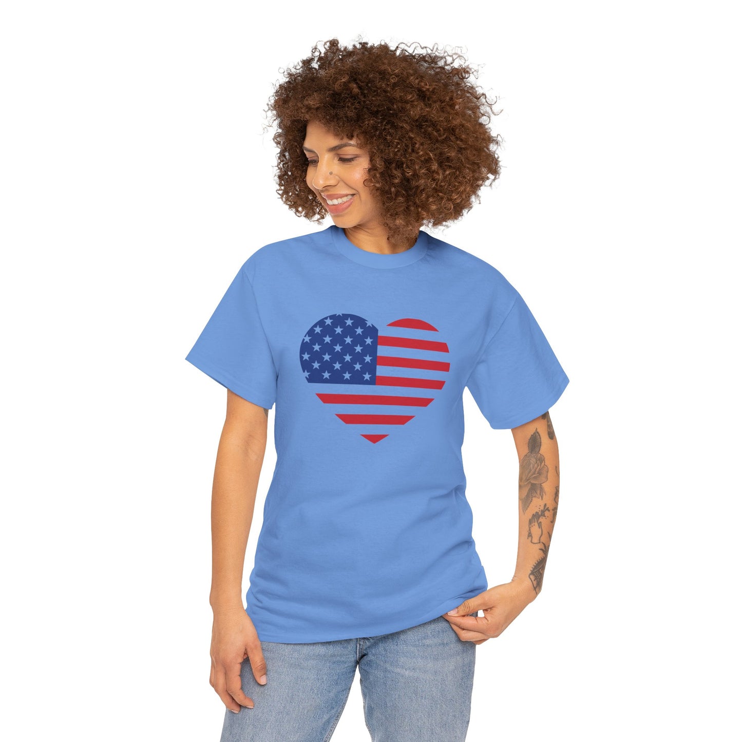 Princess Grace Patriotic Heart Unisex Heavy Cotton Tee Celebrate Freedom in Style