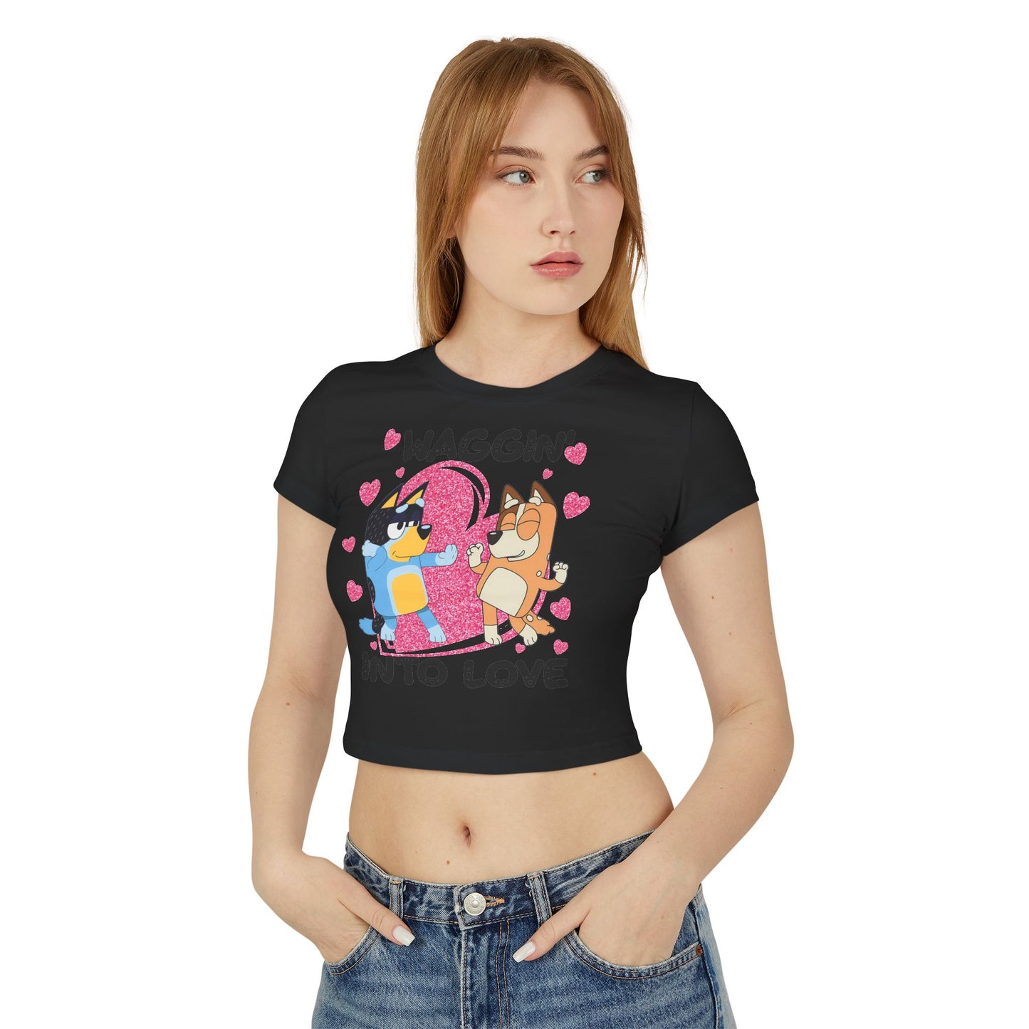Princess Grace Cute Bluey Graphic Women's Baby Tee Waggin' Into Love