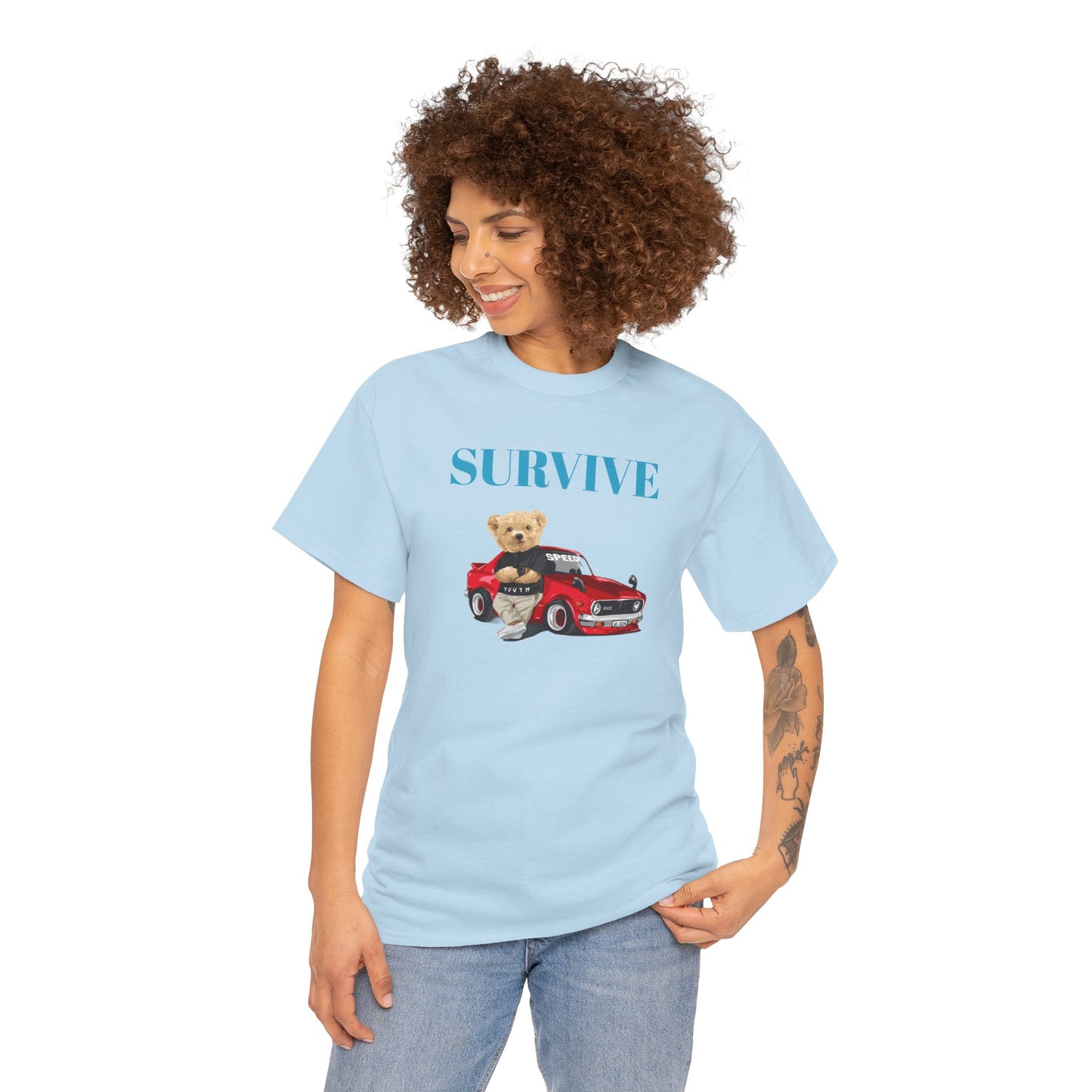 Princess Grace Survive Bear Graphic Unisex Heavy Cotton Tee