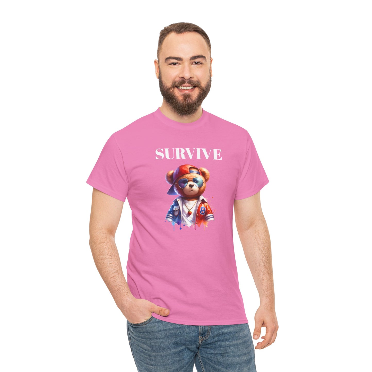 Princess Grace Cool Survive Bear Unisex Heavy Cotton Tee