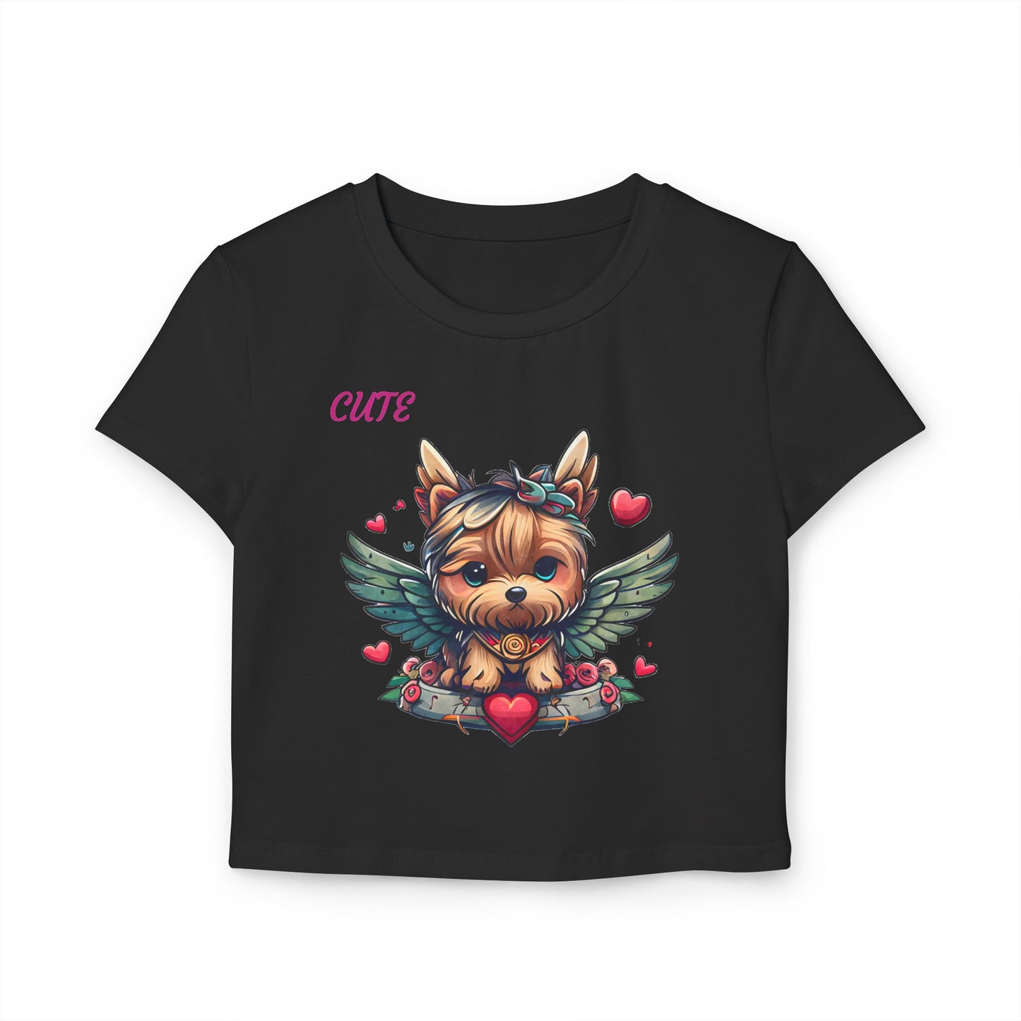 Princess Grace Cute Dog Graphic Women's Baby Tee Perfect for Pet Lovers