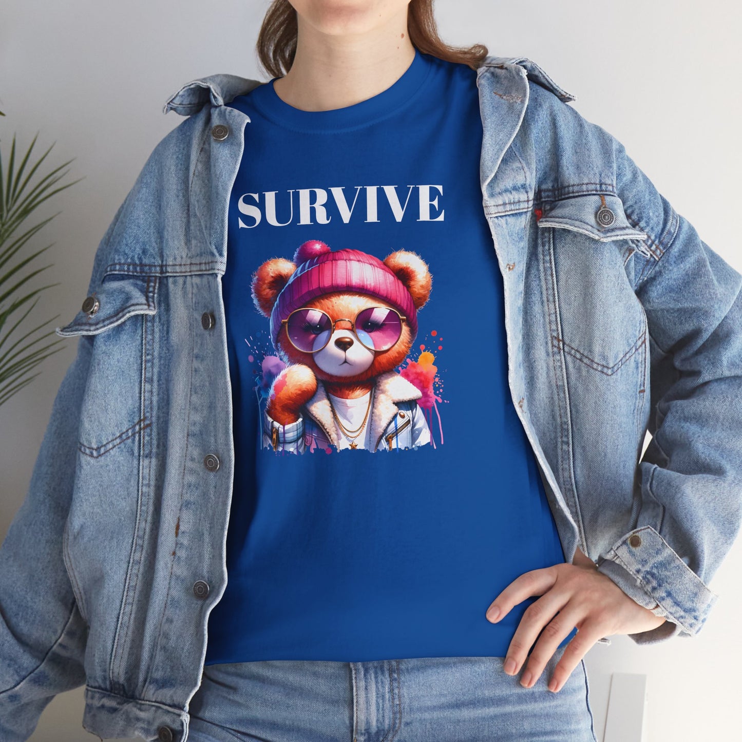 Princess Grace Survive Bear Graphic Tee Unisex Heavy Cotton T-Shirt