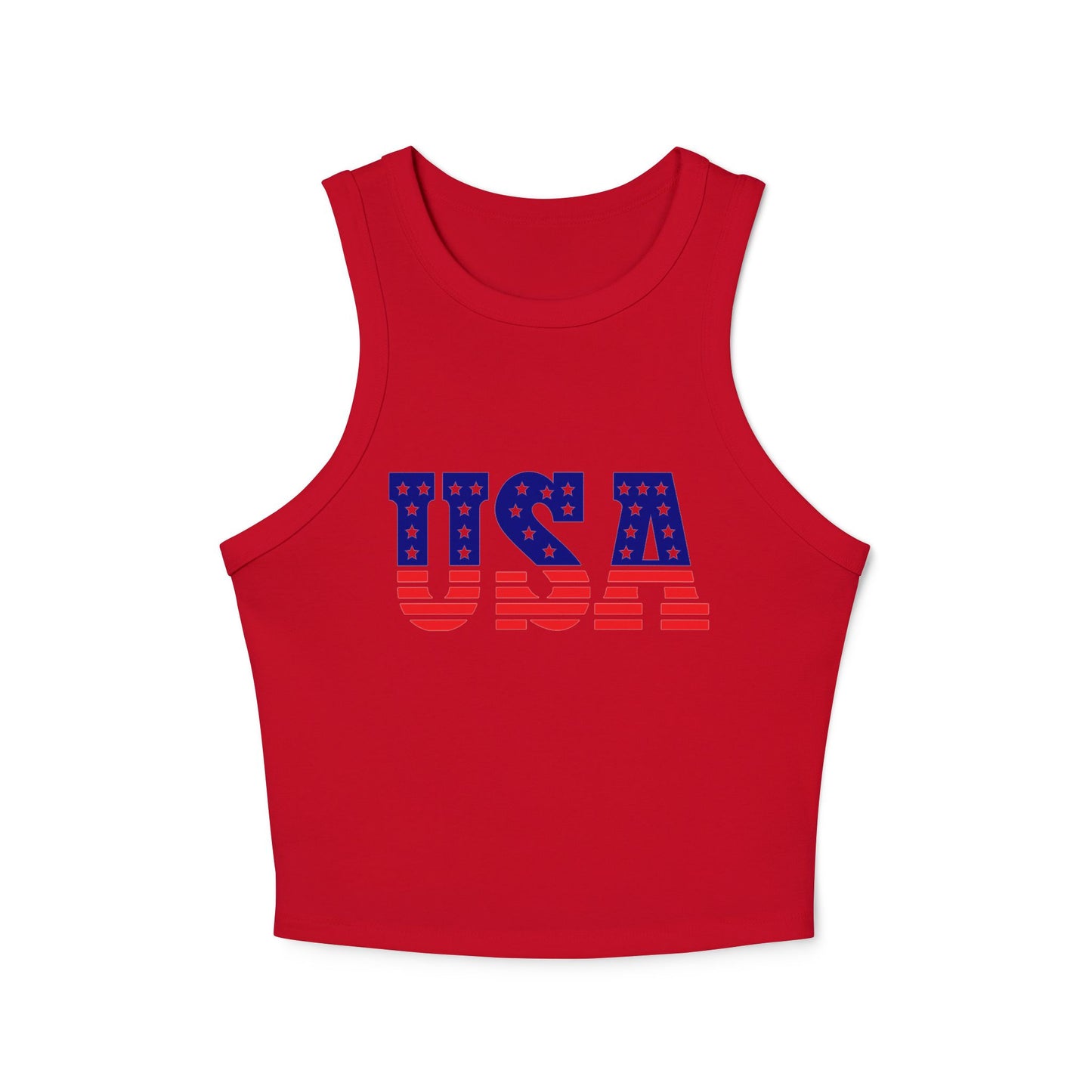 Princess Grace USA Flag Women's Micro Rib Racer Tank Top Patriotic Summer Wear
