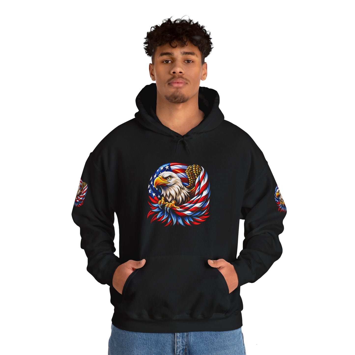Princess Grace Patriotic Eagle Hoodie Unisex Heavy Blend Sweatshirt with American Flag Design
