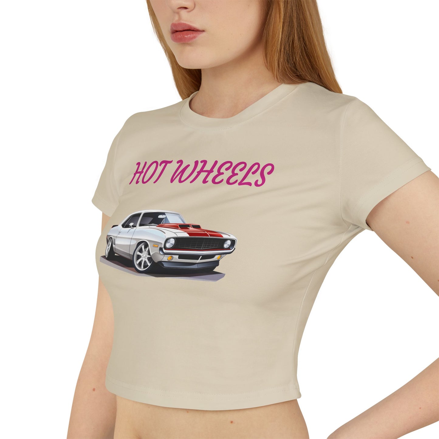Princess Grace Hot Wheels Women's Baby Tee Vintage Car Graphic Tee for Car Enthusiasts