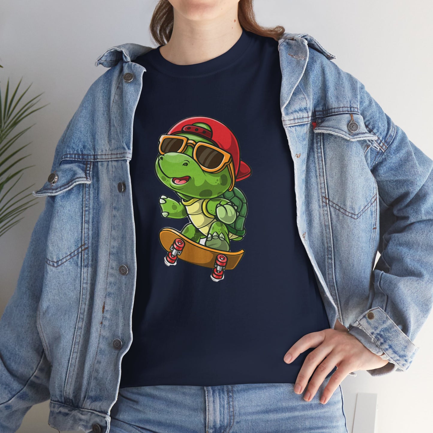 Princess Grace Cool Skateboarding Turtle Unisex Heavy Cotton Tee