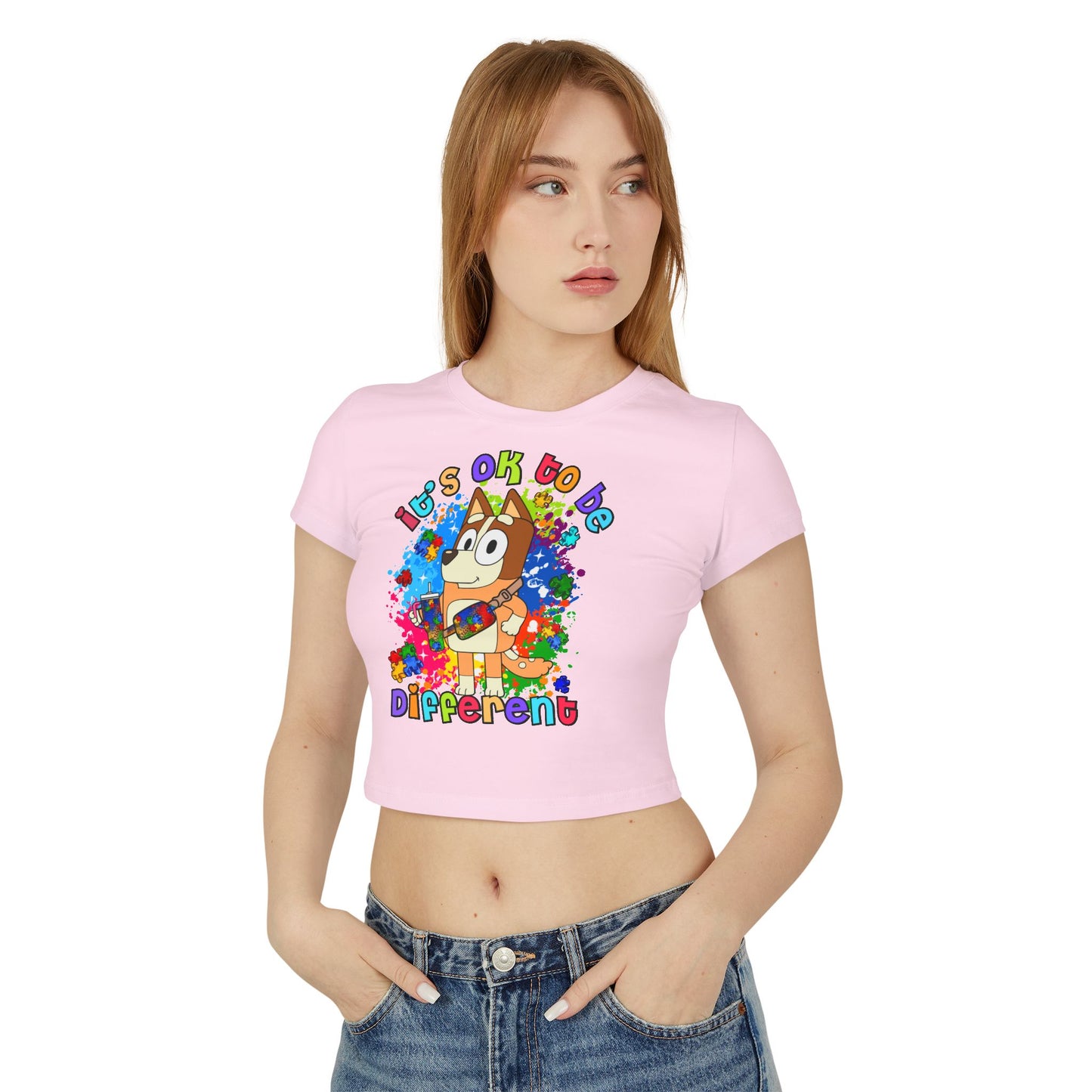 Princess Grace Bluey Colorful Bluey Women's Baby Tee "It's OK to be Different"