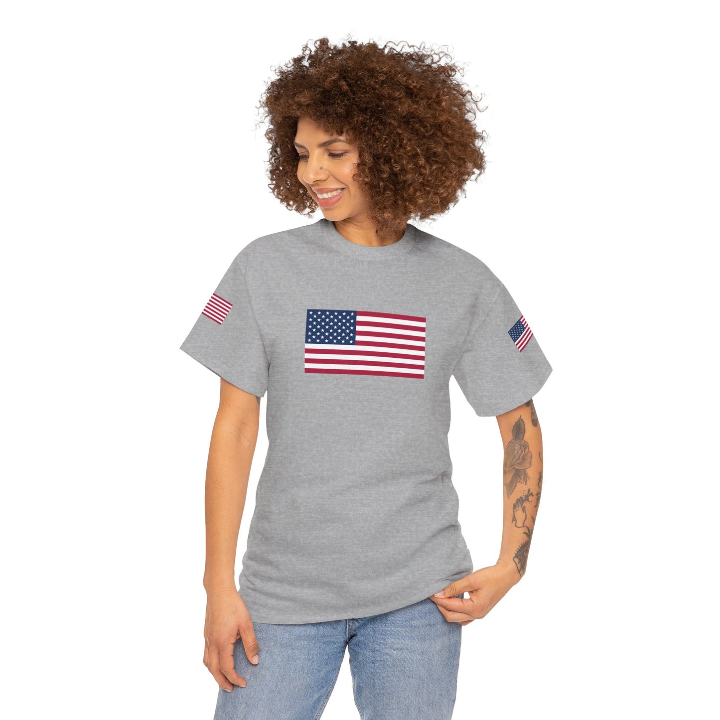 Princess Grace Patriotic Unisex Heavy Cotton Tee with USA Flag Design