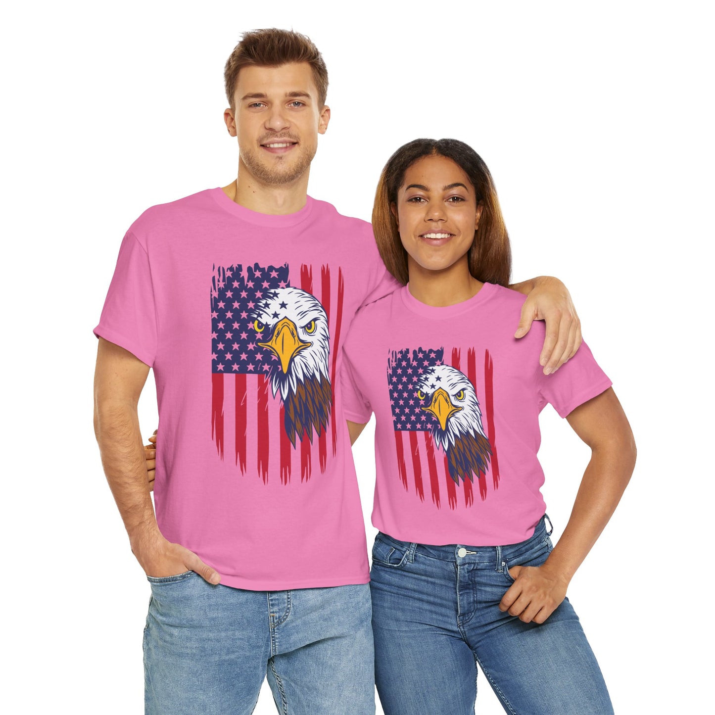 Princess Grace Eagle & American Flag Unisex Heavy Cotton Tee Patriotic Apparel for All Occasions