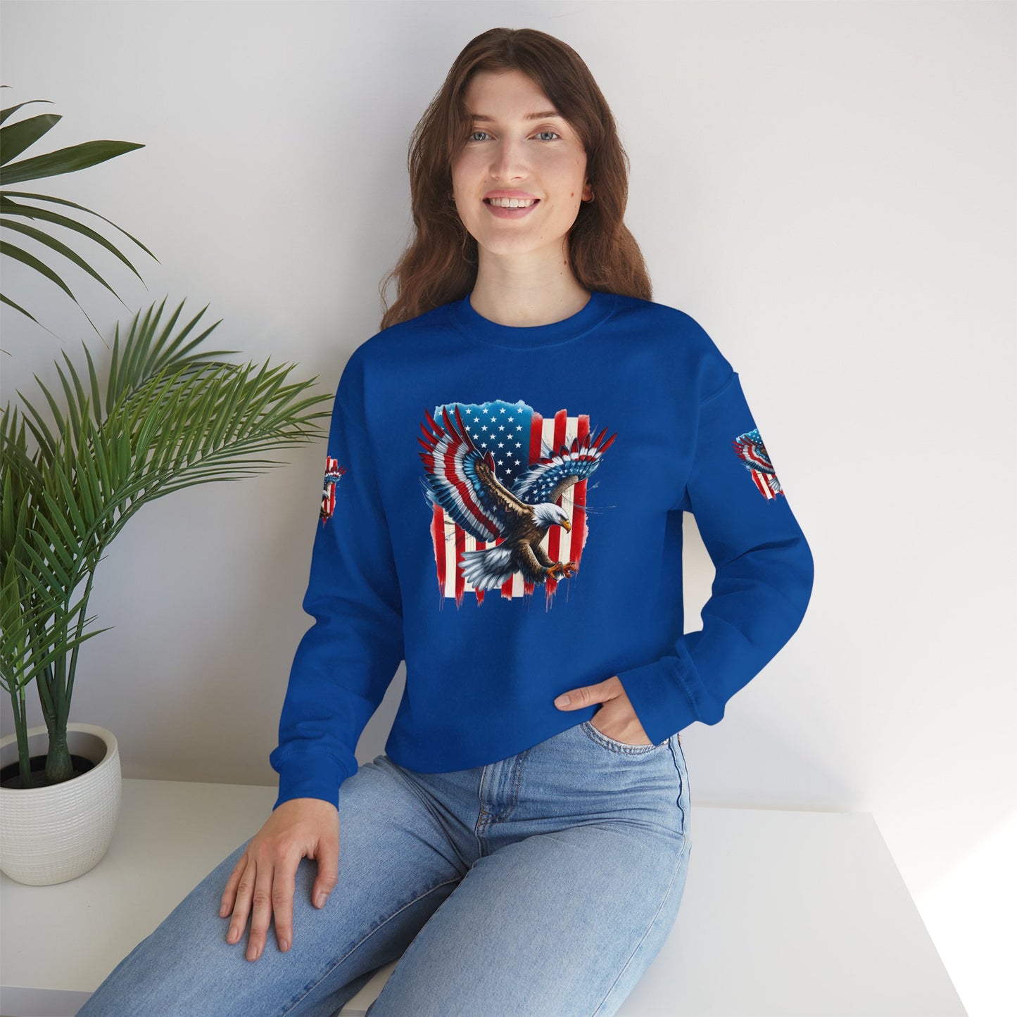 Princess Grace Patriotic Eagle Crewneck Sweatshirt Unisex Heavy Blend