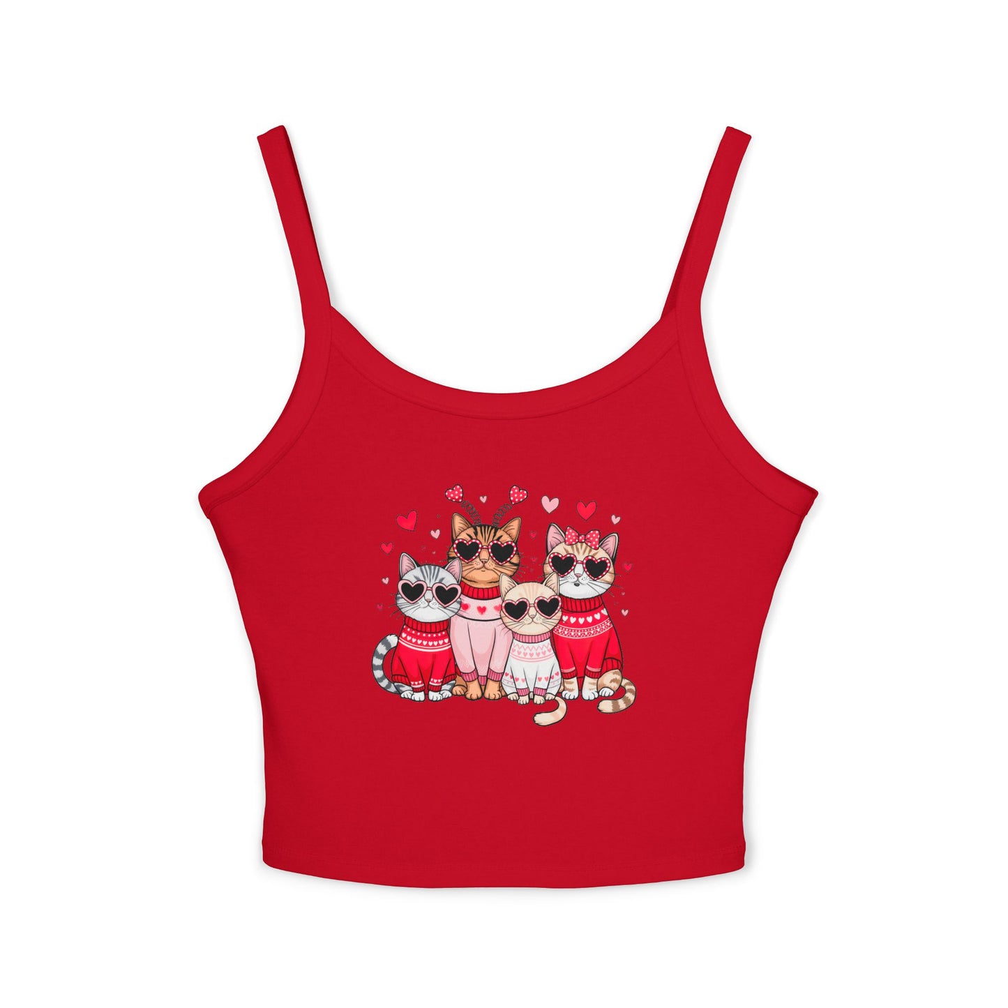 Princess Grace Cute Cats Spaghetti Strap Tank Top Perfect for Cat Lovers