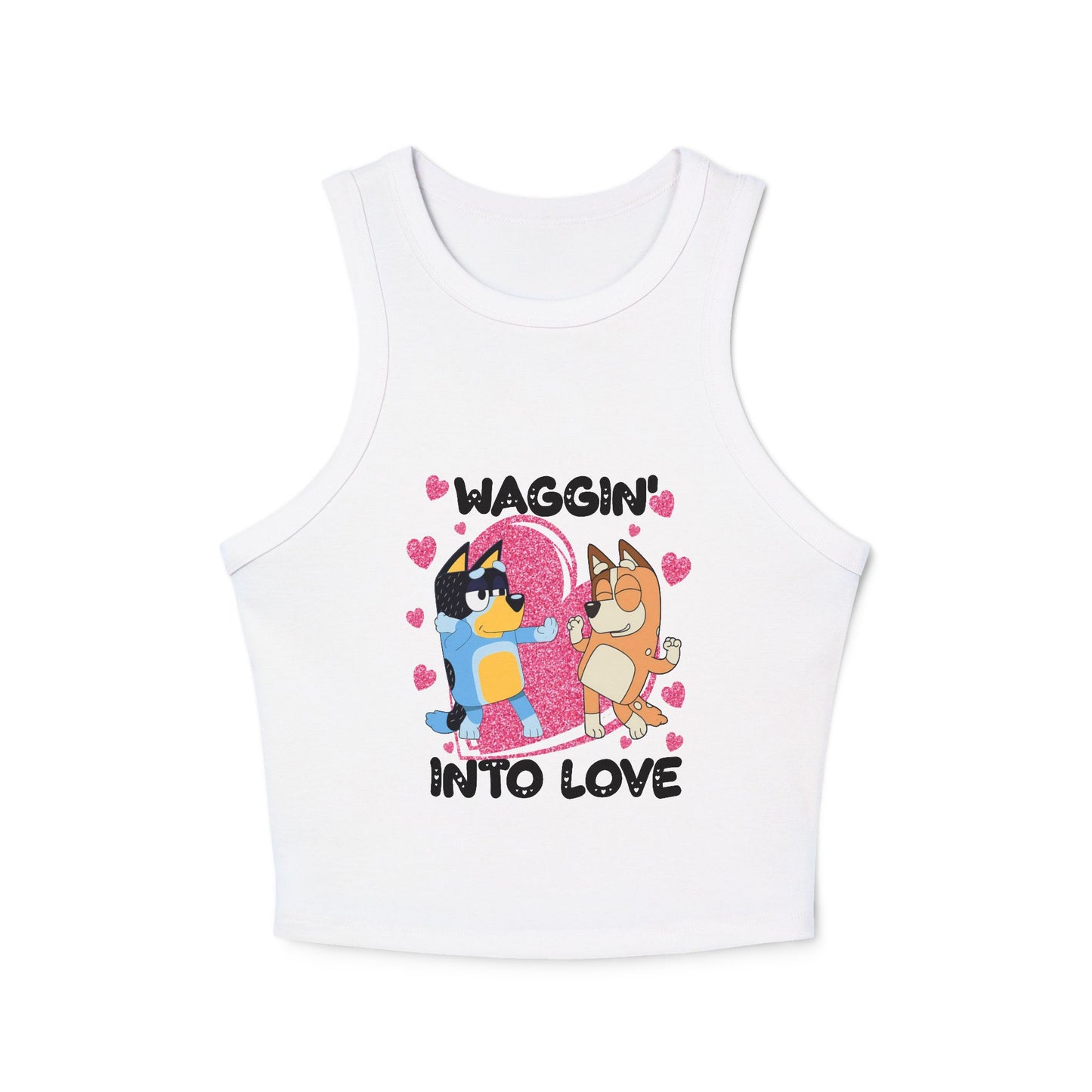 Princess Grace Bluey Waggin Into Love Women's Racer Tank Top Cute Pet-Themed Summer Apparel