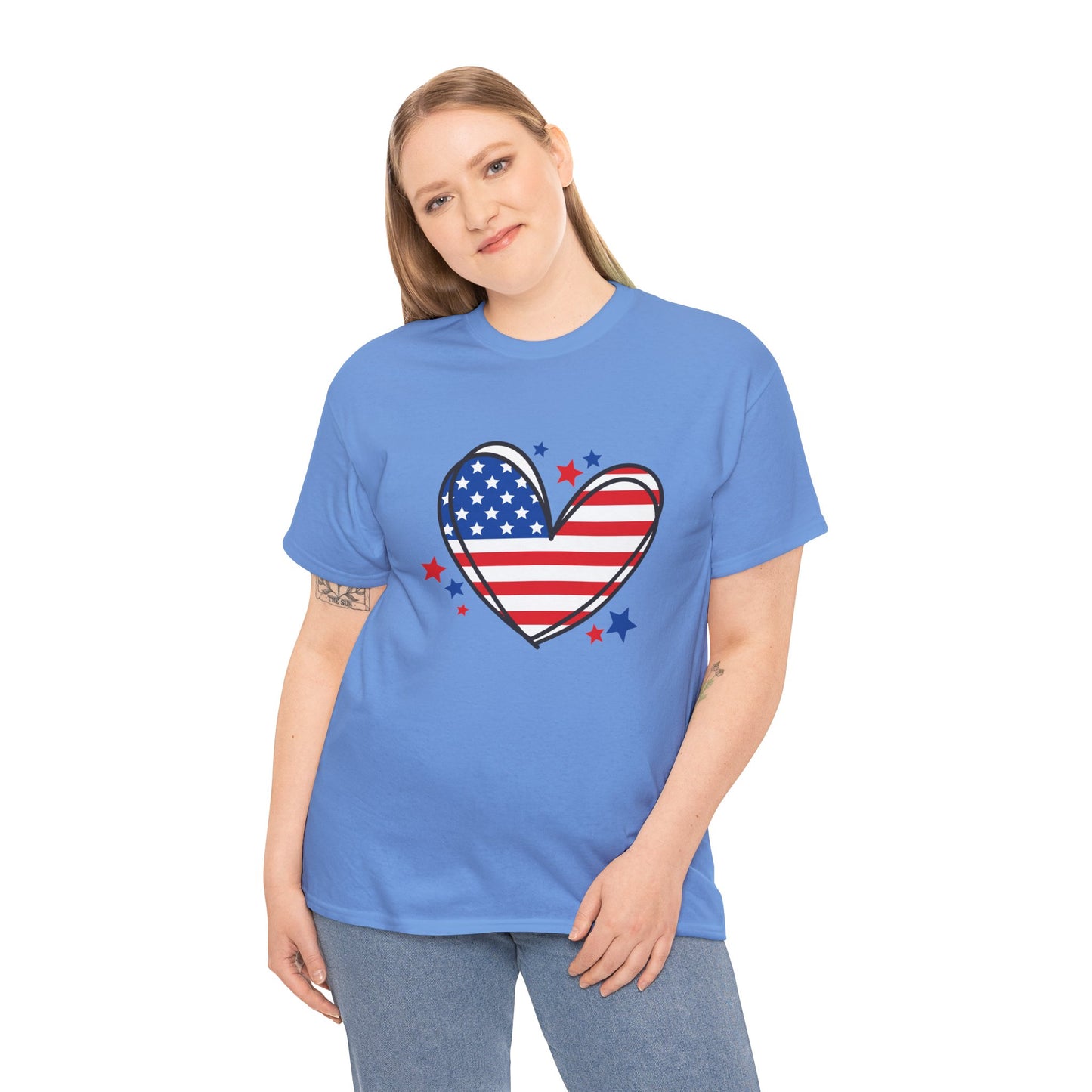 Princess Grace Patriotic Heart Unisex Heavy Cotton Tee USA Love T-Shirt