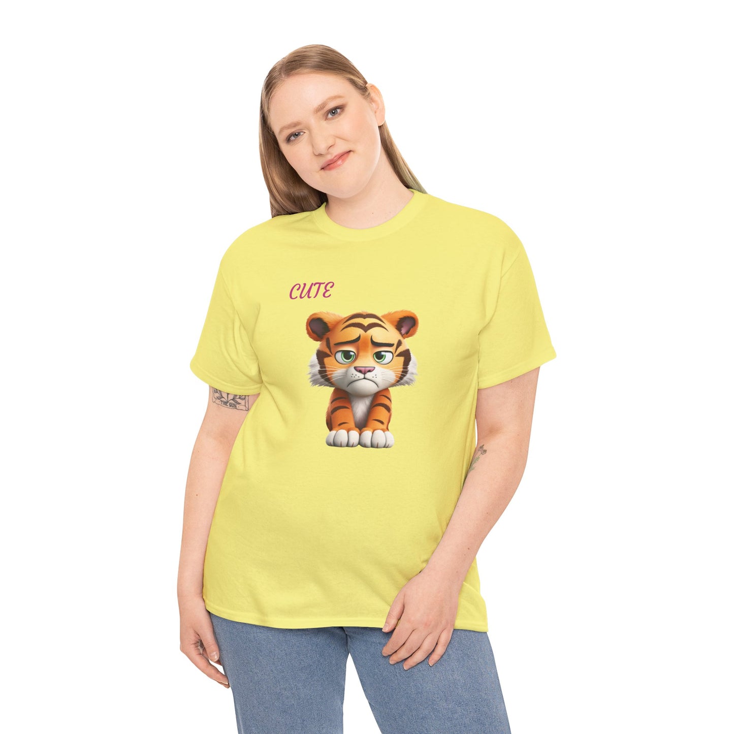 Princess Grace Cute Cartoon Tiger Unisex Heavy Cotton Tee