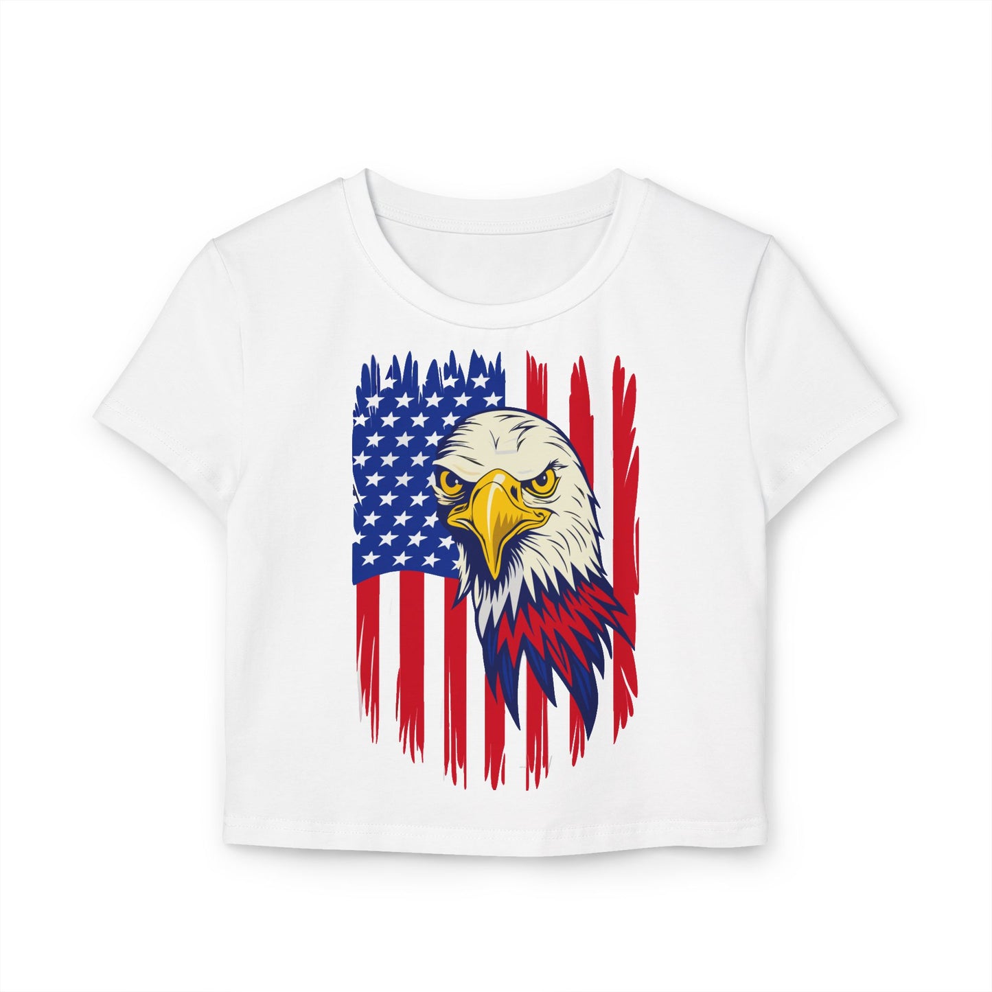 Princess Grace Patriotic Eagle Women's Baby Tee USA Graphic T-Shirt for Independence Day