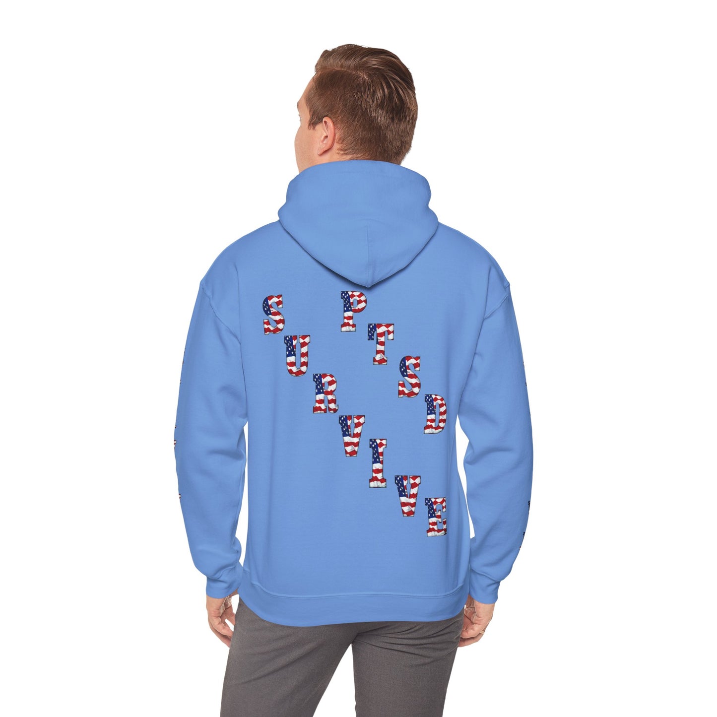 Princess Grace PTSD Awareness Unisex Heavy Blend Hoodie Support Survivors with American Flag Design