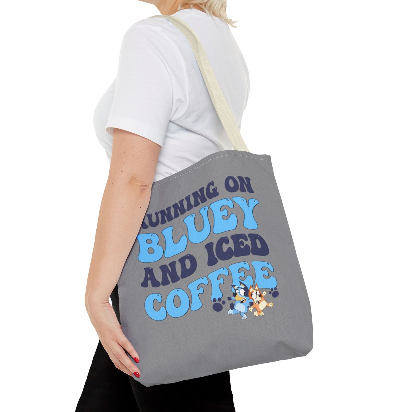 Princess Grace Running on Bluey and Iced Coffee Tote Bag Fun & Functional Everyday Bag