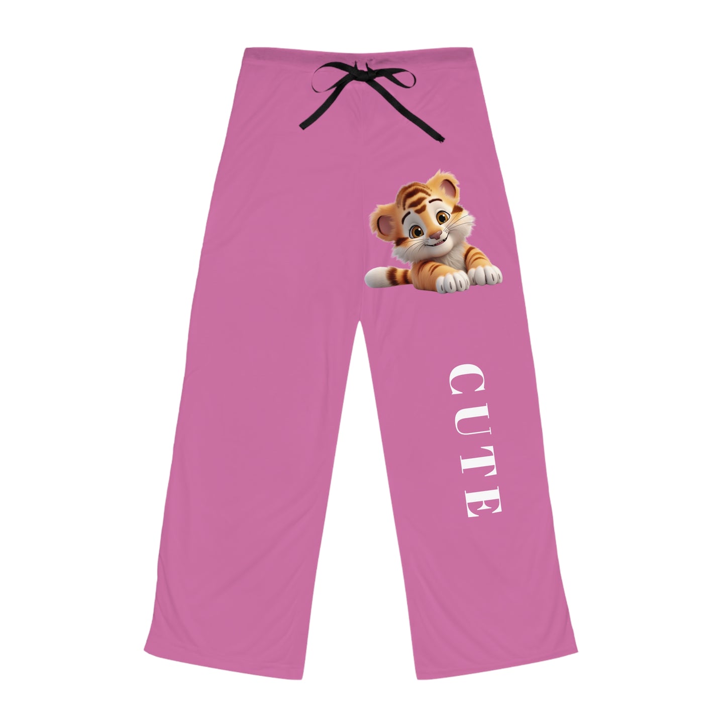 Princess Grace Cute Tiger Print Women's Pajama Pants Soft Pink Loungewear for Relaxation