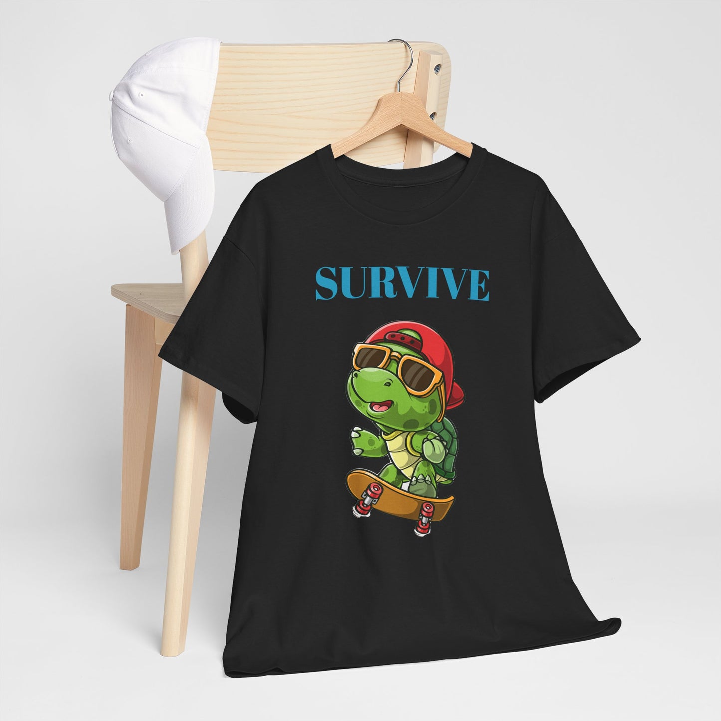 Princess Grace Cool Skateboarding Turtle Tee "Survive" Unisex Cotton T-Shirt for Fun Lovers