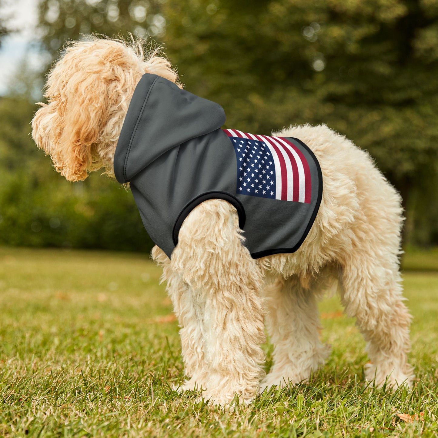Princess Grace Patriotic Pet Hoodie Cozy American Flag Design for Stylish Dogs
