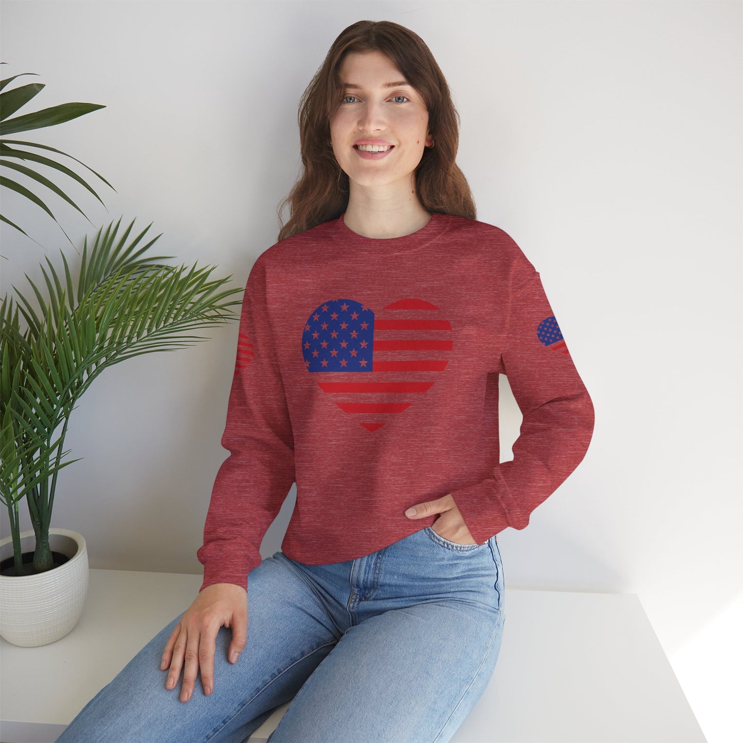 Princess Grace USA Heart Unisex Crewneck Sweatshirt Cozy American Pride