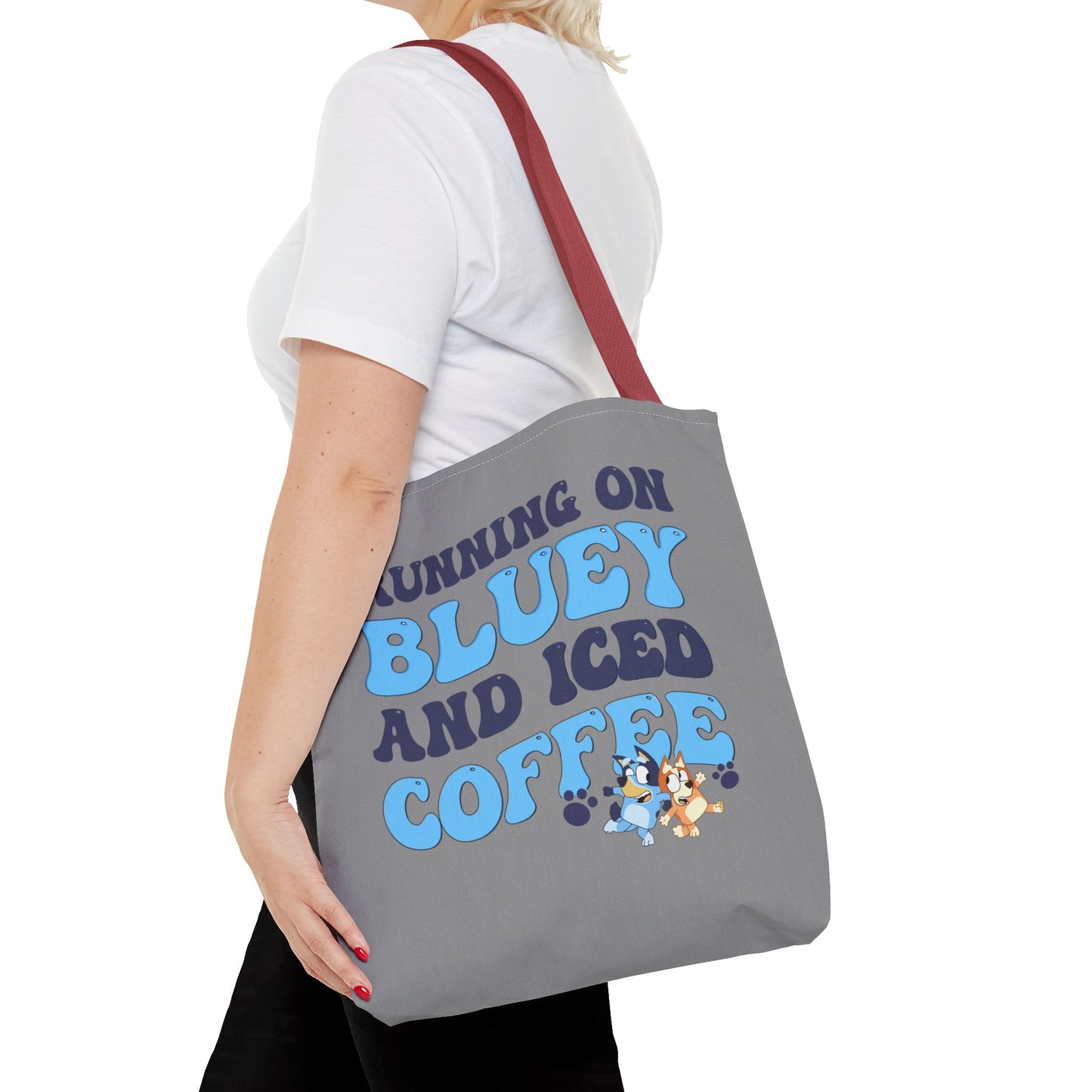 Princess Grace Running on Bluey and Iced Coffee Tote Bag Fun & Functional Everyday Bag
