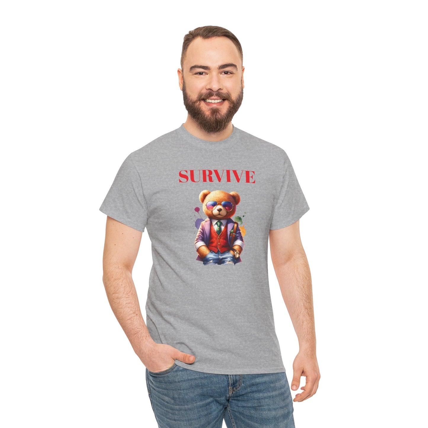 Princess Grace Survive Teddy Bear Graphic Unisex Heavy Cotton Tee