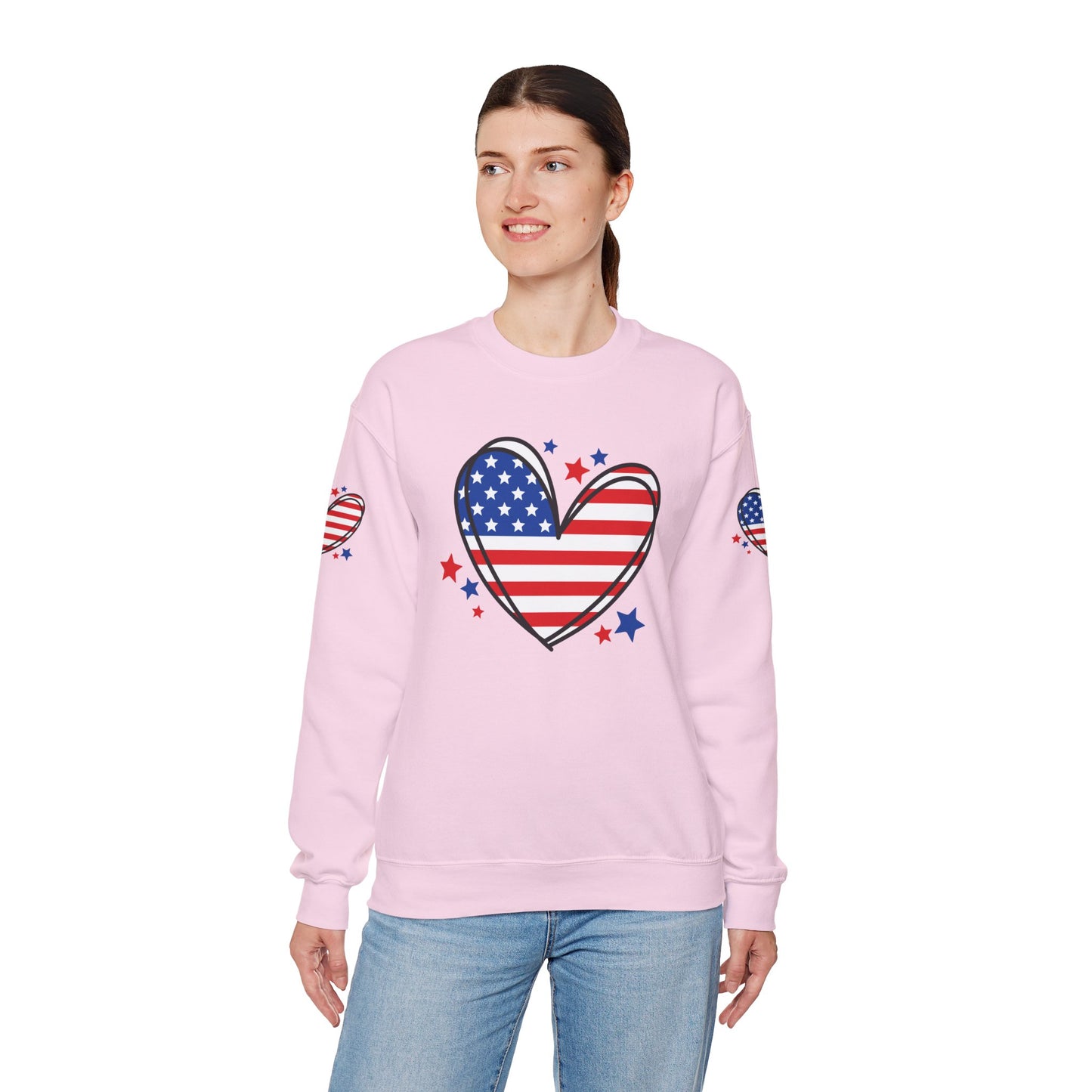 Princess Grace Patriotic Heart Crewneck Sweatshirt