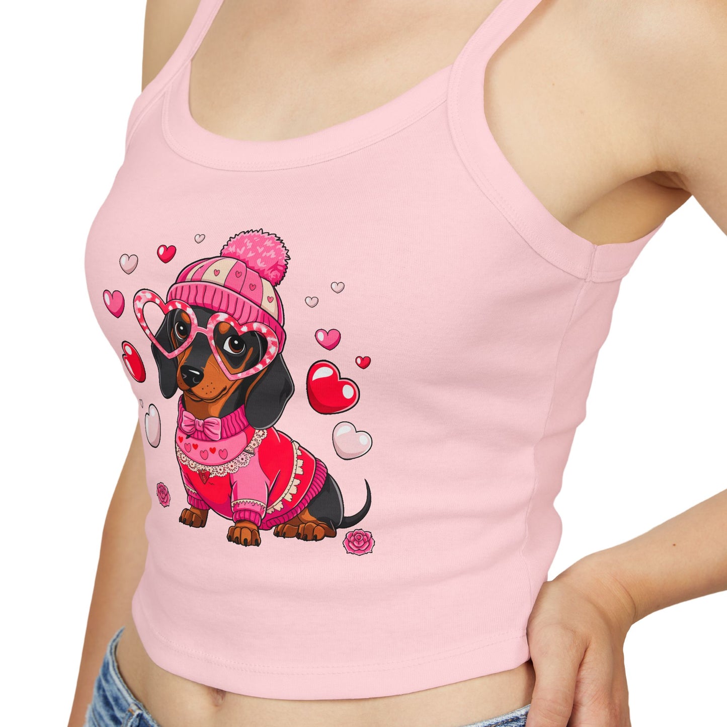 Princess Grace Cute Dachshund Love Women's Spaghetti Strap Tank Top