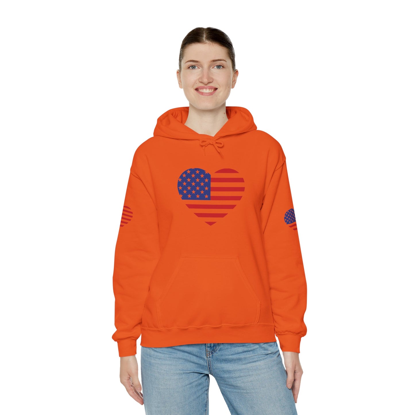 Princess Grace Patriotic Heart Design Unisex Hoodie Perfect for Holidays and Celebrations