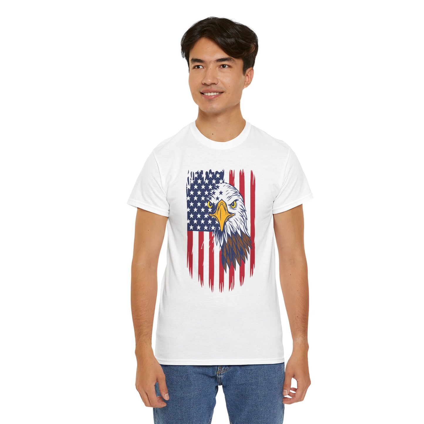Princess Grace Eagle & American Flag Unisex Heavy Cotton Tee Patriotic Apparel for All Occasions