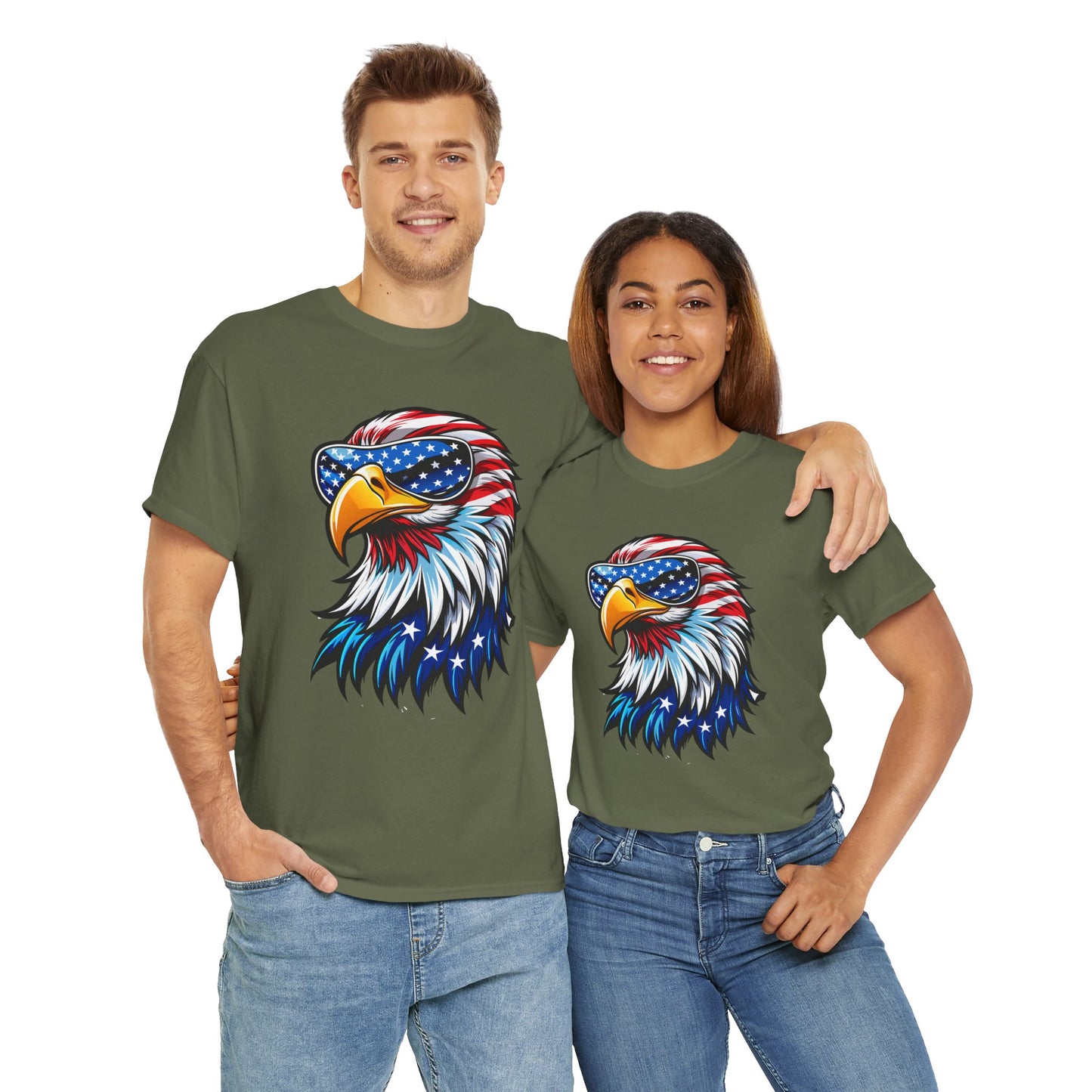 Princess Grace Patriotic Eagle Unisex Heavy Cotton Tee 4th of July Spirit