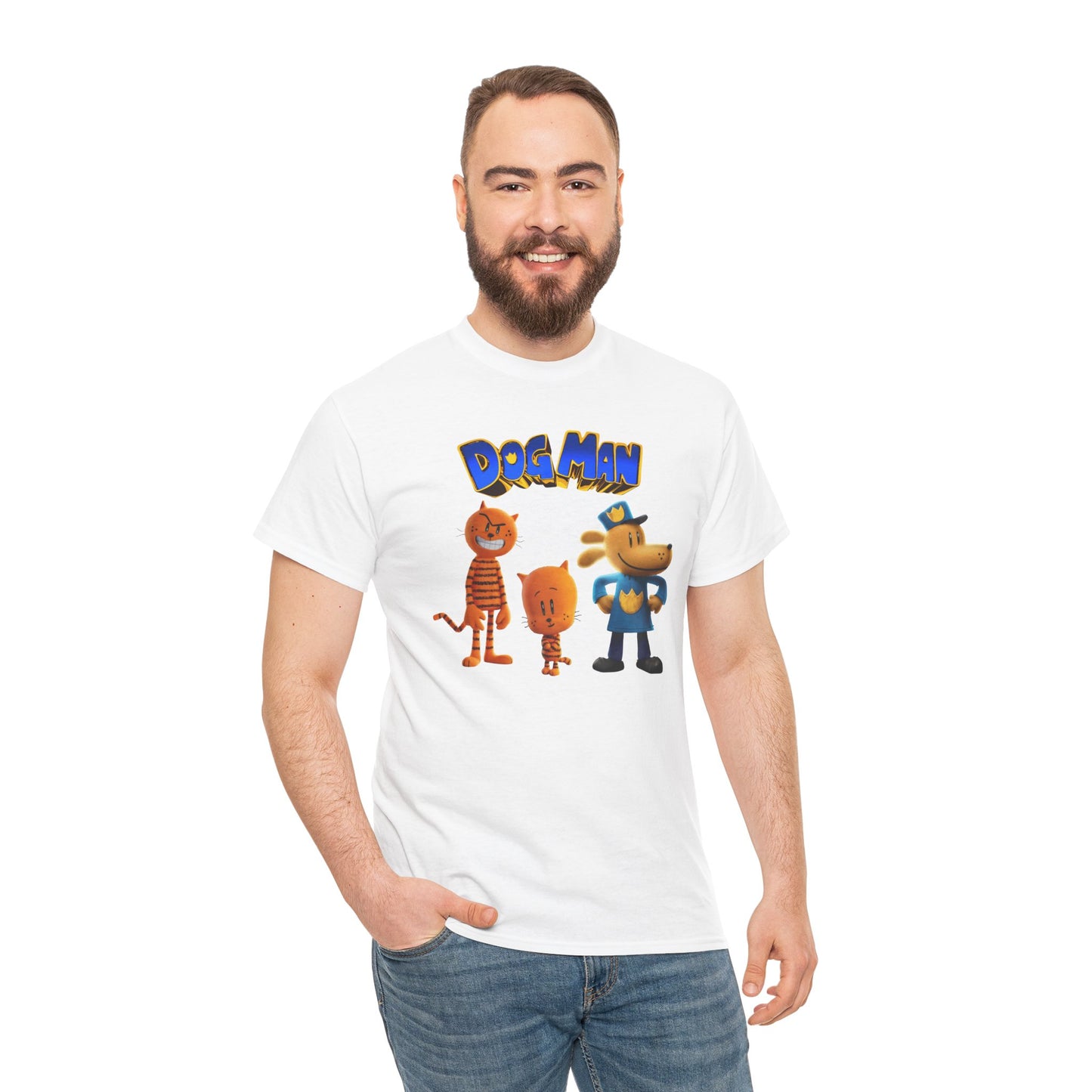 Princess Grace Dog Man Cartoon Unisex Heavy Cotton Tee Fun Graphic Tee for Kids and Fans