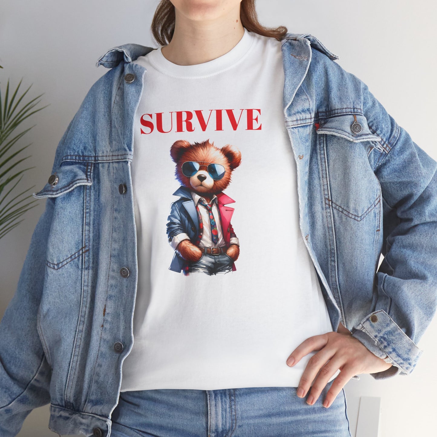 Princess Grace Survive Teddy Bear Unisex Heavy Cotton Tee