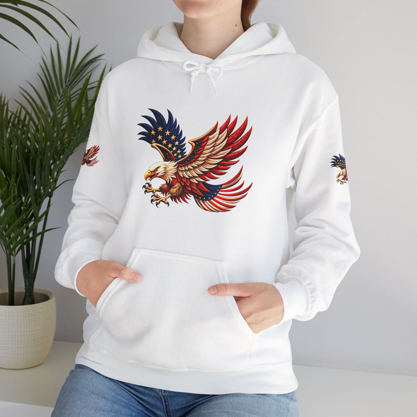Princess grace Patriotic Eagle Hooded Sweatshirt Unisex Heavy Blend