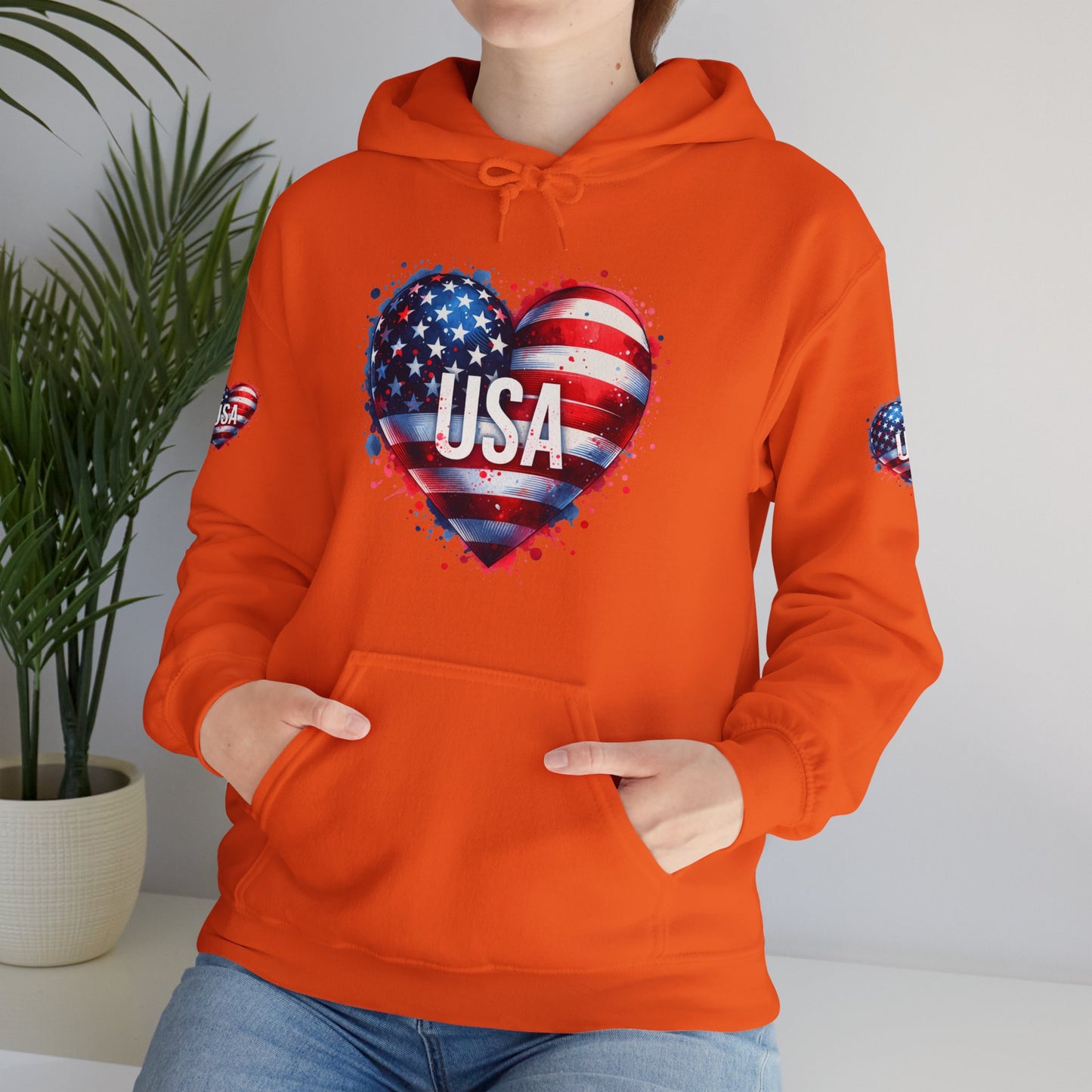 Princess Grace Patriotic Heart Hoodie for USA Lovers Unisex Heavy Blend