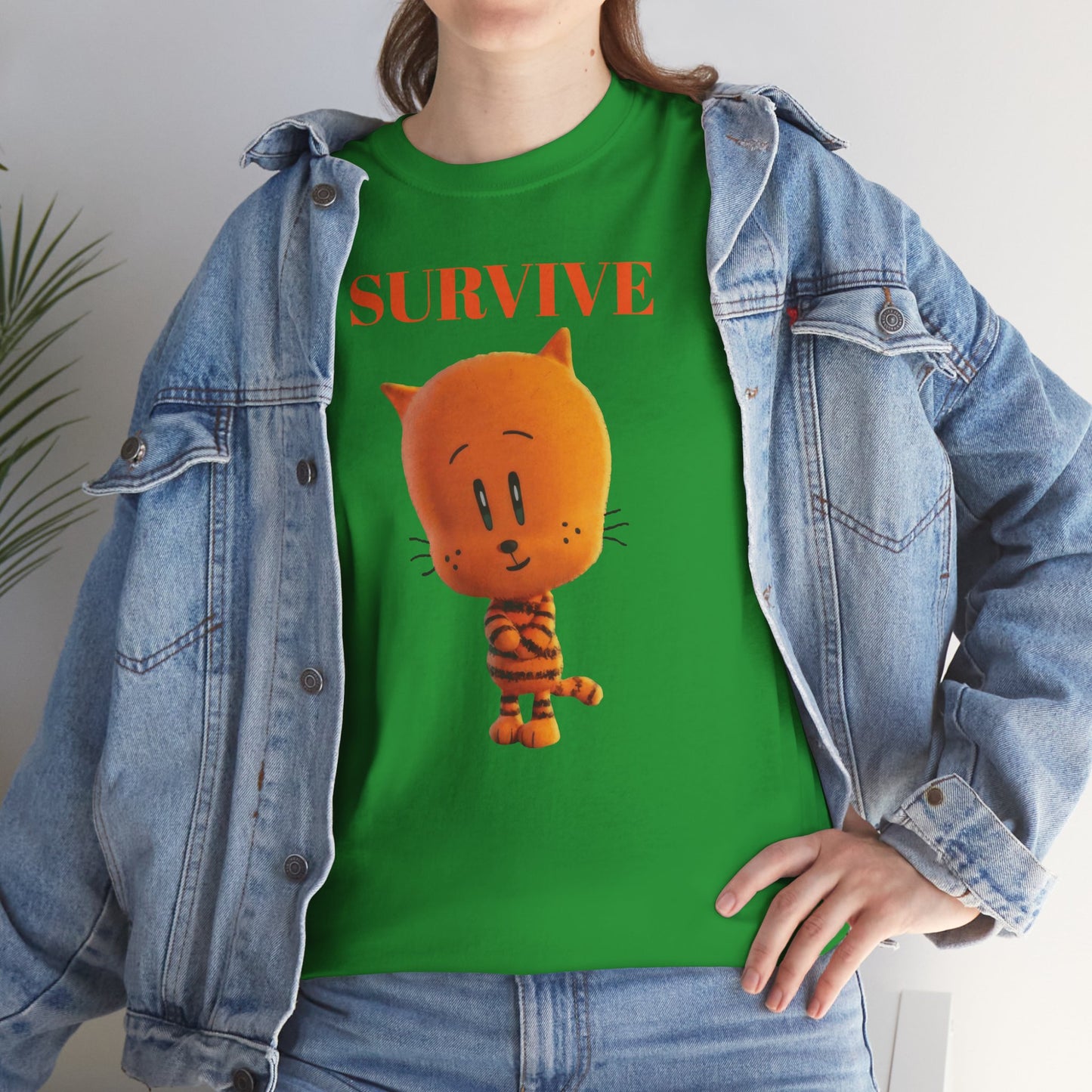 Princess Grace Survive Themed Unisex Heavy Cotton Tee Cute Cartoon Cat Design
