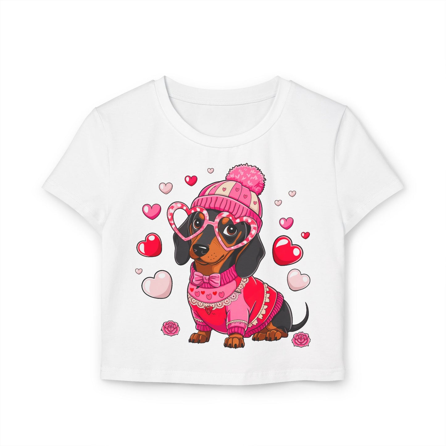 Princess Grace Cute Dachshund Love Graphic Baby Tee for Women