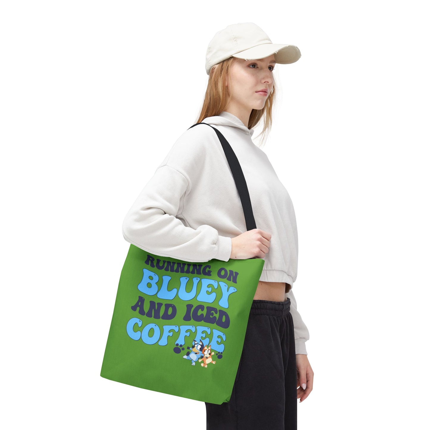 Princess Grace Bluey Coffee Lover Tote Bag Running on Bluey and Iced Coffee