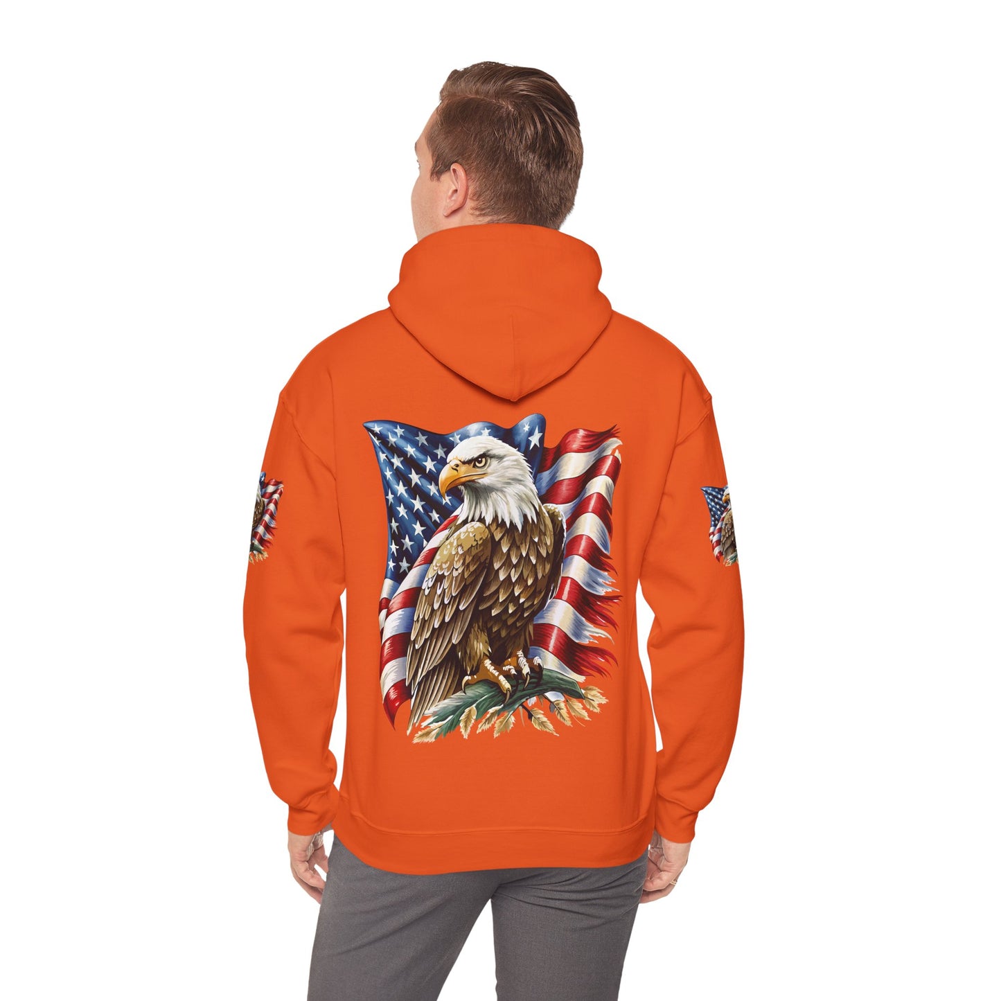 Princess Grace Patriotic Eagle Hooded Sweatshirt Unisex Heavy Blend Perfect for Memorial Day & Independence Day